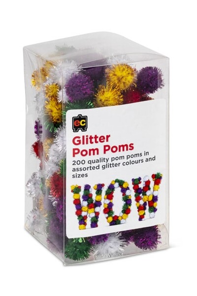 Glitter PomPom 10-25mm Pack of 200 EC